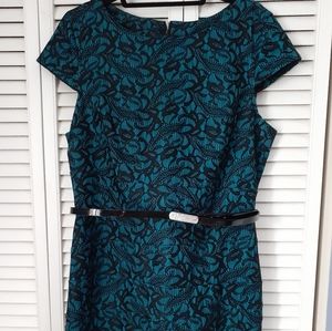 Teal and black lace dress. EUC